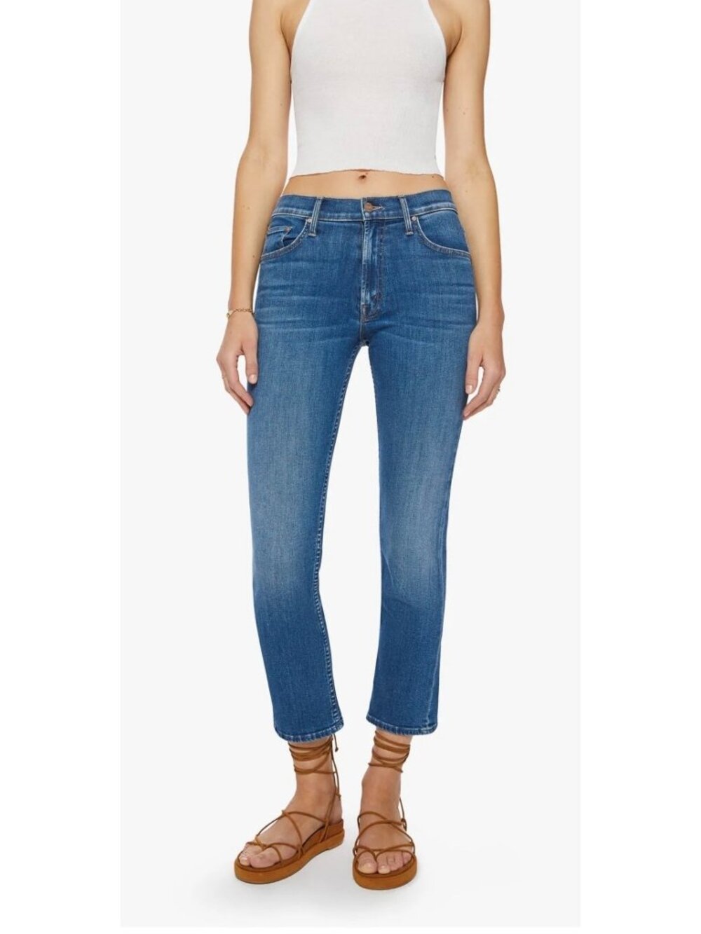 Mother Jeans Size 26 Mid Rise Rider Ankle Right On Wash Crop Denim